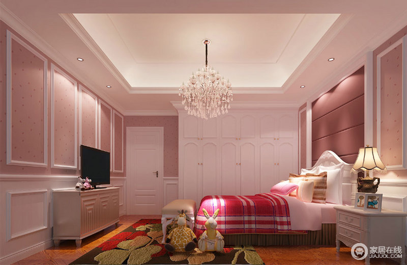 装修图库 儿童房的风格俏丽温暖,甜美的粉色系与清新的白色搭配,清新