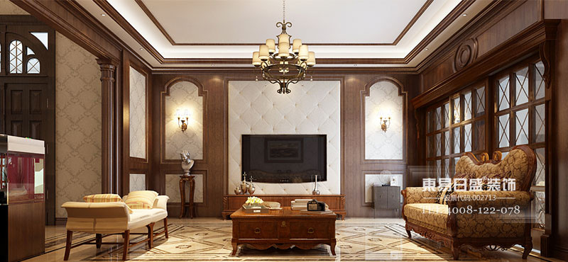 别墅美式古典风格客厅3