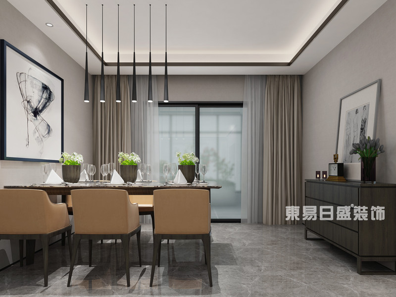 亲和家源三居室123平米-新中式风格-餐厅效果图