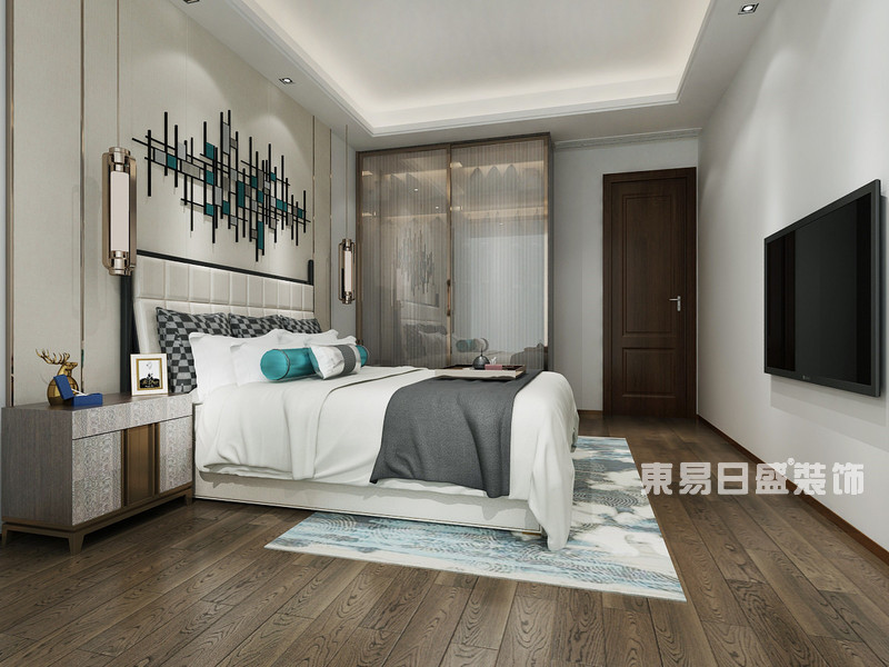 亲和家源三居室123平米-新中式风格-次卧室效果图