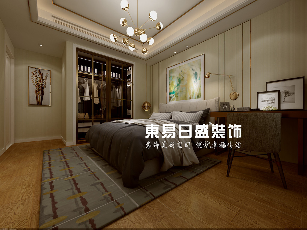 盛海博长安府复式洋房-现代轻奢风格-卧室效果图