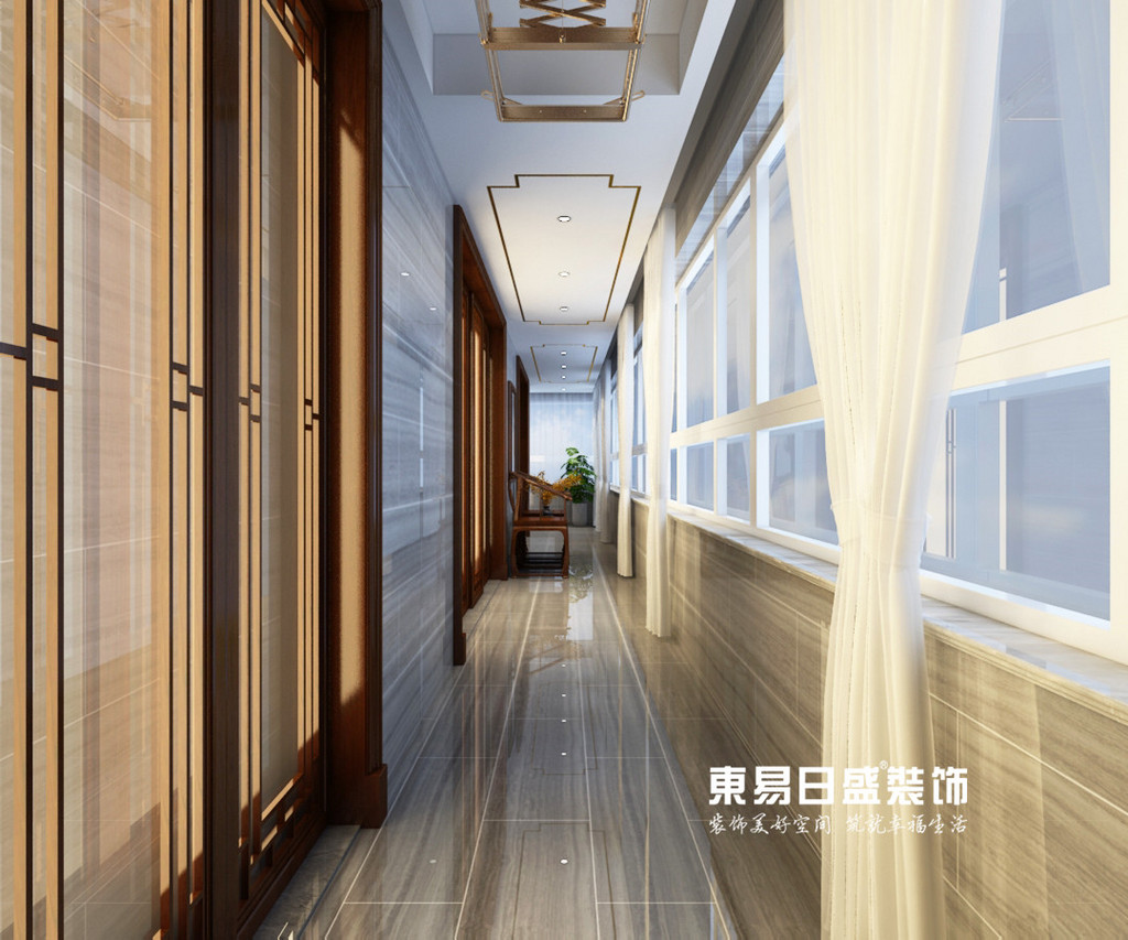 浮来春公馆230平米-中式风格装修-走廊效果图