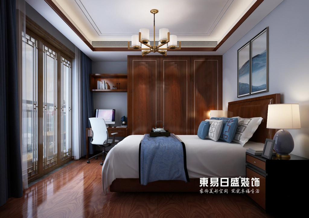浮来春公馆230平米-中式风格装修-次卧室效果图