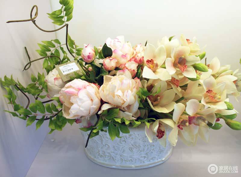 蓝阁斯 牡丹东亚兰陶瓷盆花 浅粉色13.5图片