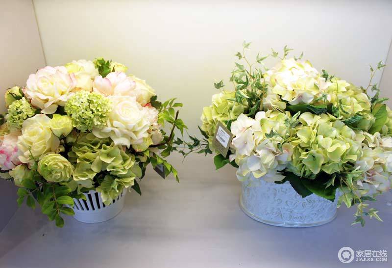 蓝阁斯 绣球陶瓷盆花 绿白色17图片