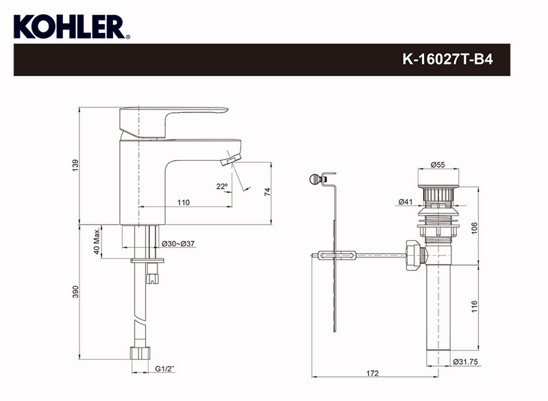 科勒-K-16027T-B4-CP龙头