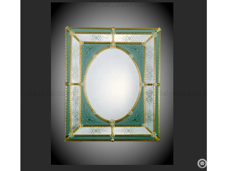 姆莱诺艺术 手工镜子 绿色金边图片