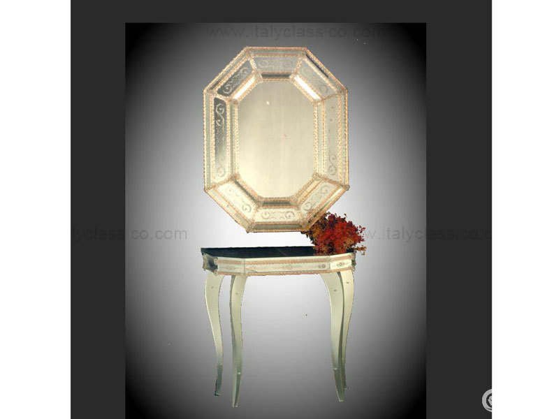 姆莱诺艺术 手工镜子 金色带凳子图片