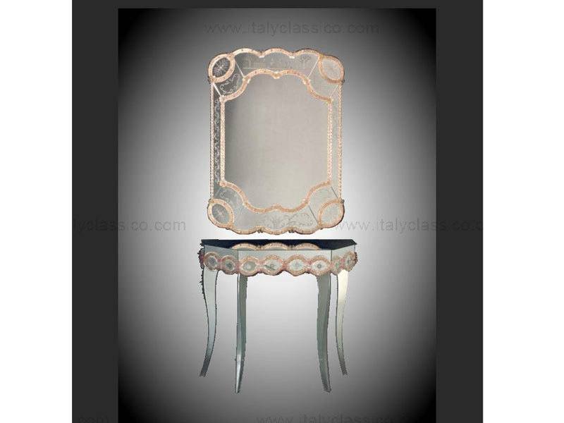 姆莱诺艺术 手工镜子 银色带凳子图片
