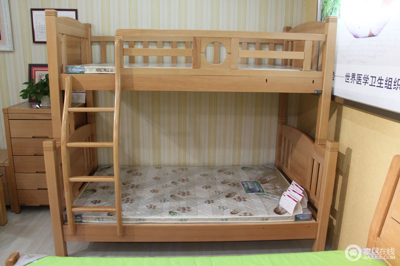 棕轩 877榉木子母床+2张5分硬棕垫图片