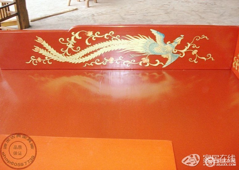 顺景 YF028鎏金雕花罗汉床（可定做）图片