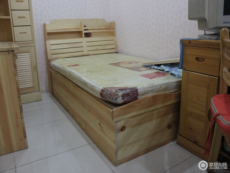 宏达实木 单人箱式床图片
