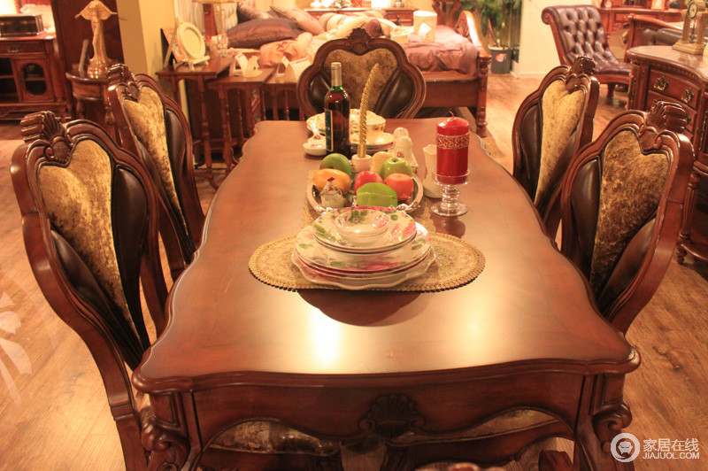 美洛琪 美式长餐桌（一桌六椅）图片
